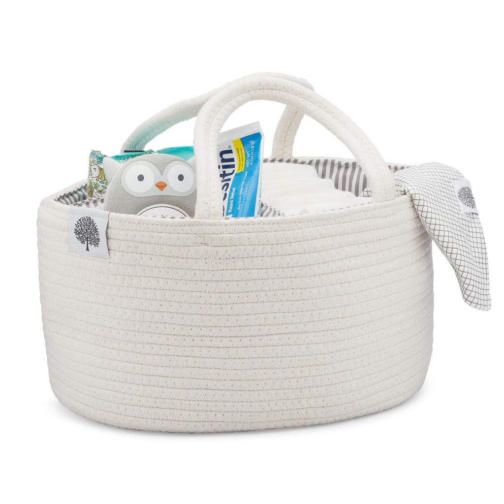Rope Diaper Caddy Organizer – Stylish Baby Essential Storage for Nursery
