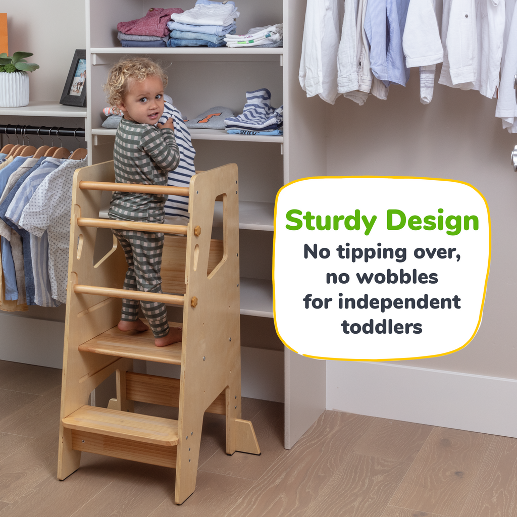 Montessori Toddler Tower – Adjustable Wooden Kitchen Helper Stool