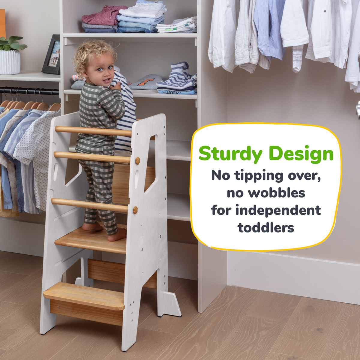 Montessori Toddler Tower – Adjustable Wooden Kitchen Helper Stool