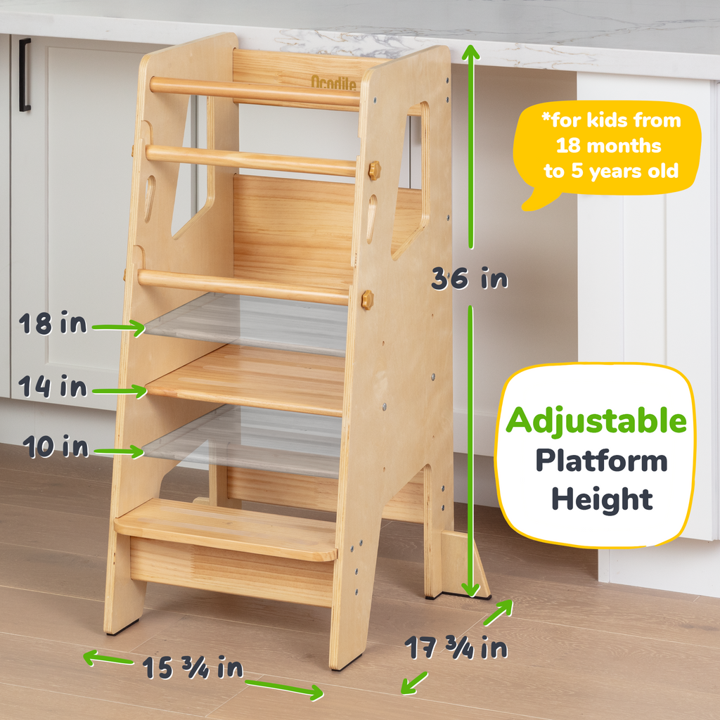 Montessori Toddler Tower – Adjustable Wooden Kitchen Helper Stool