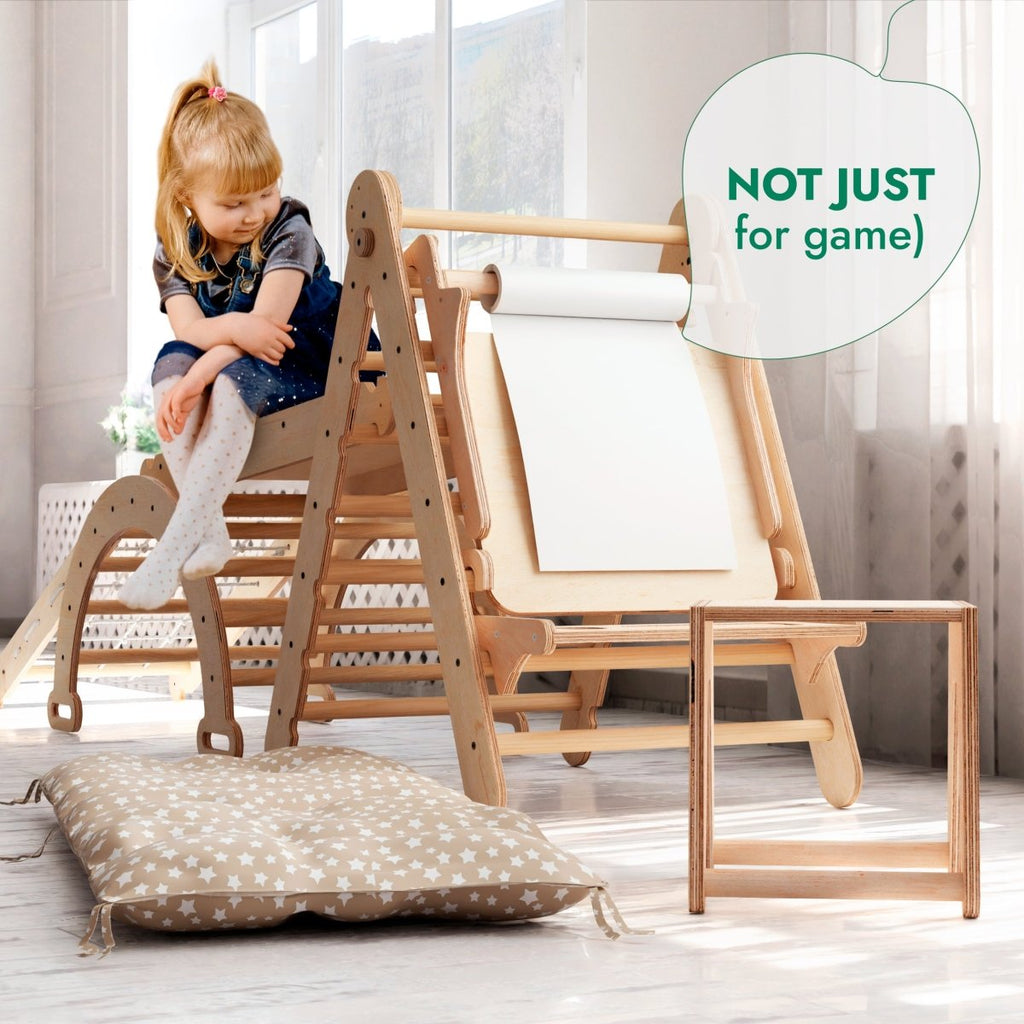 6-in-1 Montessori Climbing Set – Indoor Toddler Gym with Slide, Ladder & Art Station