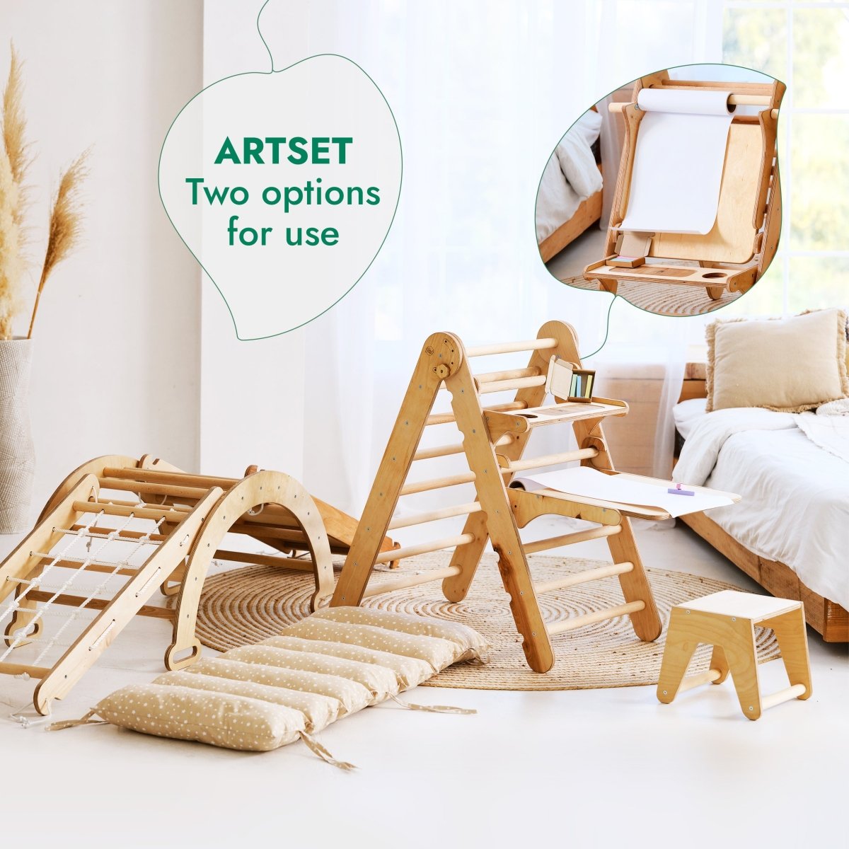6-in-1 Montessori Climbing Set – Indoor Toddler Gym with Slide, Ladder & Art Station