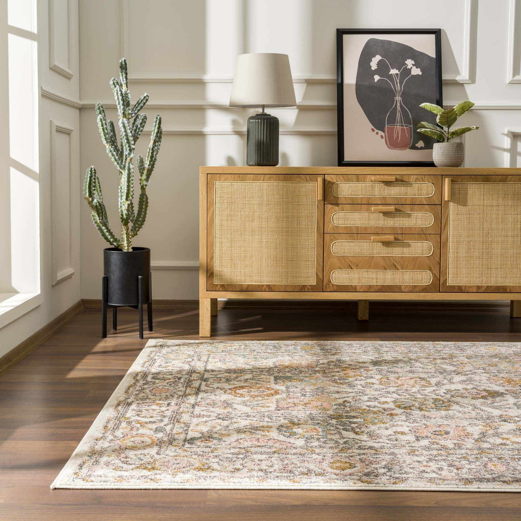 Herstmonceux Traditional Area Rug – Charcoal & Mustard Multi-Color Woven Rug