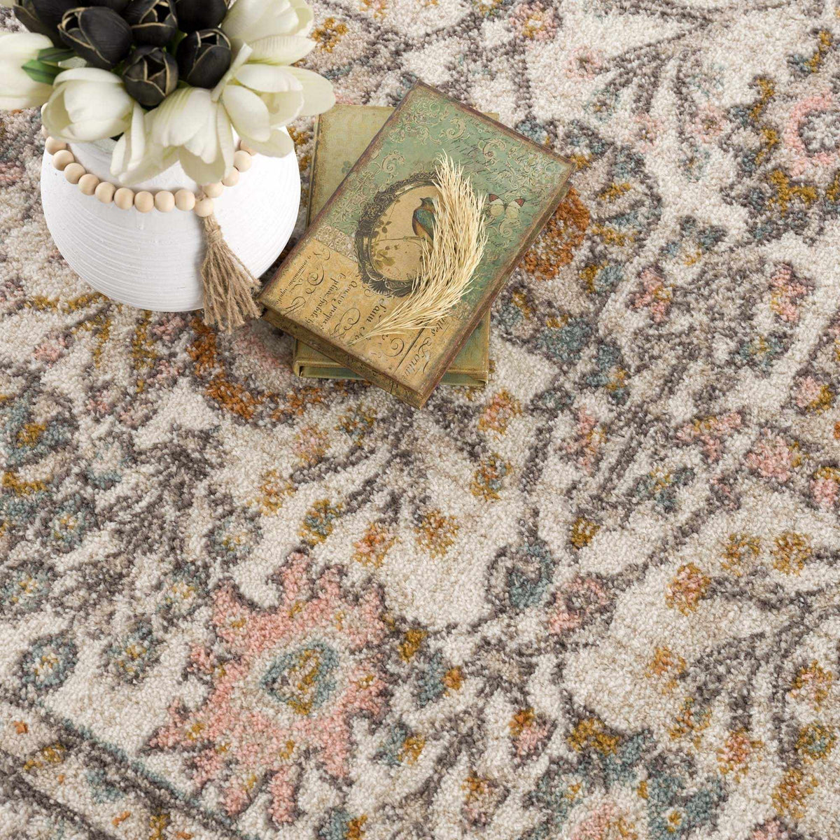 Herstmonceux Traditional Area Rug – Charcoal & Mustard Multi-Color Woven Rug
