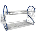 Modern 2-Tier Dish Drying Rack with Cutlery Holder & Drip Tray | Large Kitchen Organizer