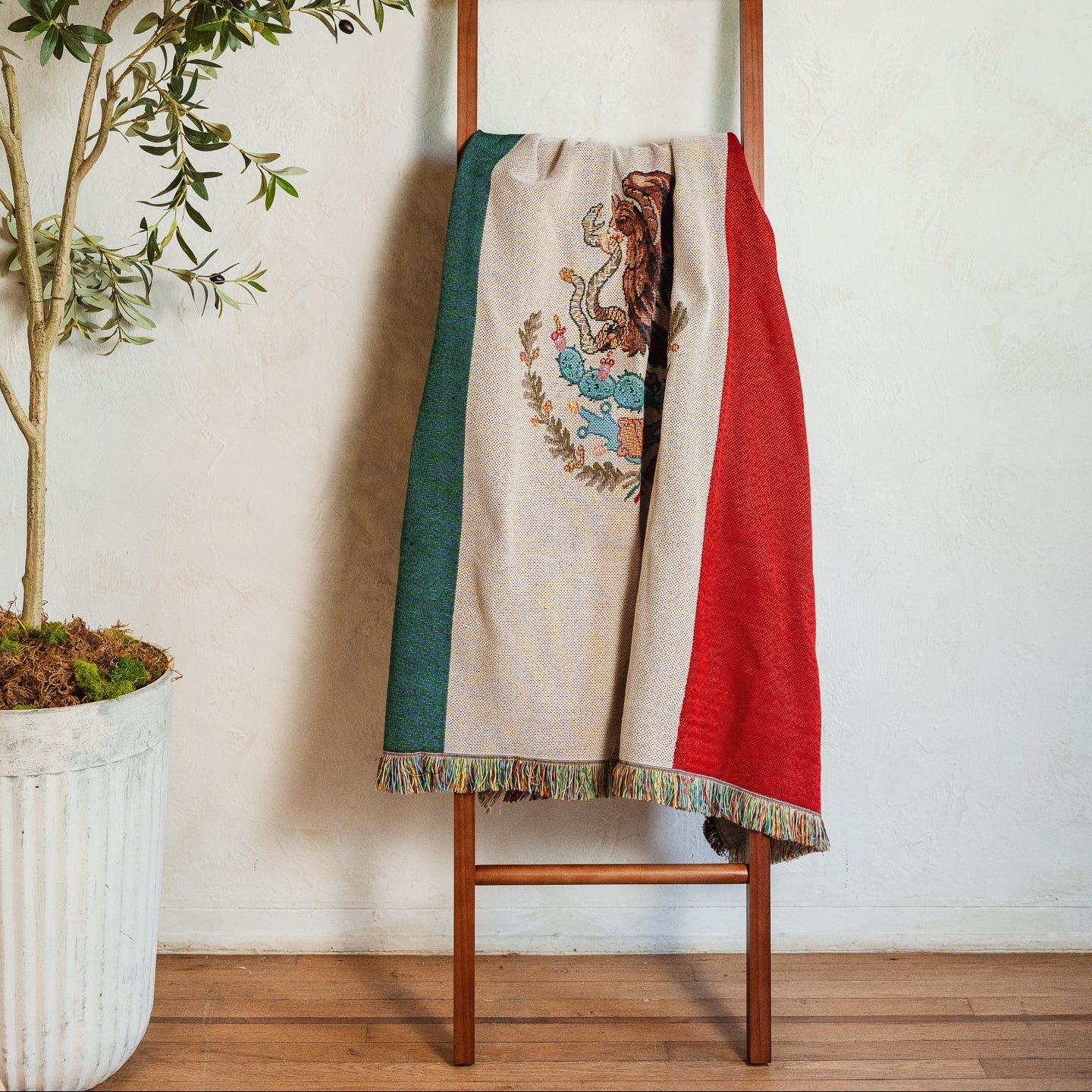 Mexico Flag Woven Throw Blanket – Cotton-Poly Blend | Sofa, Bed & Wall Décor