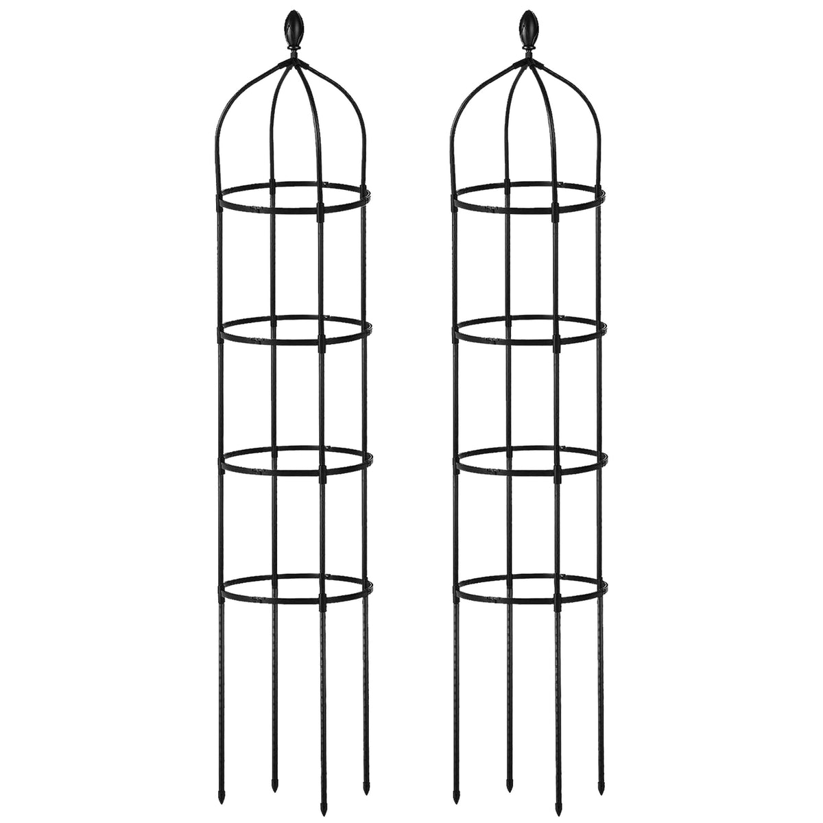 2 Packs Garden Obelisk Trellis 5.9FT Plants Tower for Climbing Plants Flower Vegetable Vine Support Rustproof Garden Plant Trellis Black