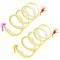 Foldable Cat Tunnel Set (2 Pack) – Collapsible Spring Tube with Bell, Feather & Mouse Toys