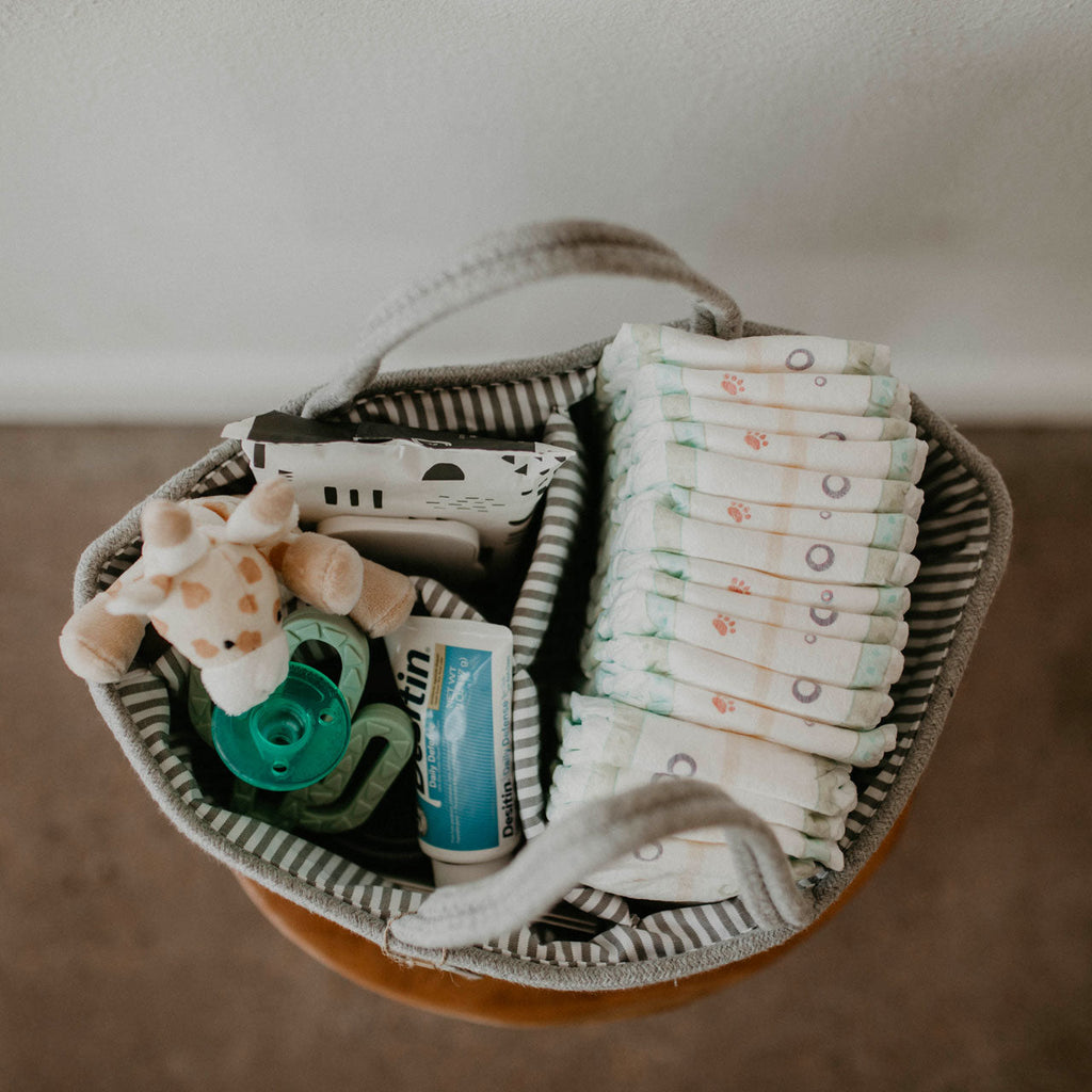 Rope Diaper Caddy Organizer – Stylish Baby Essential Storage for Nursery
