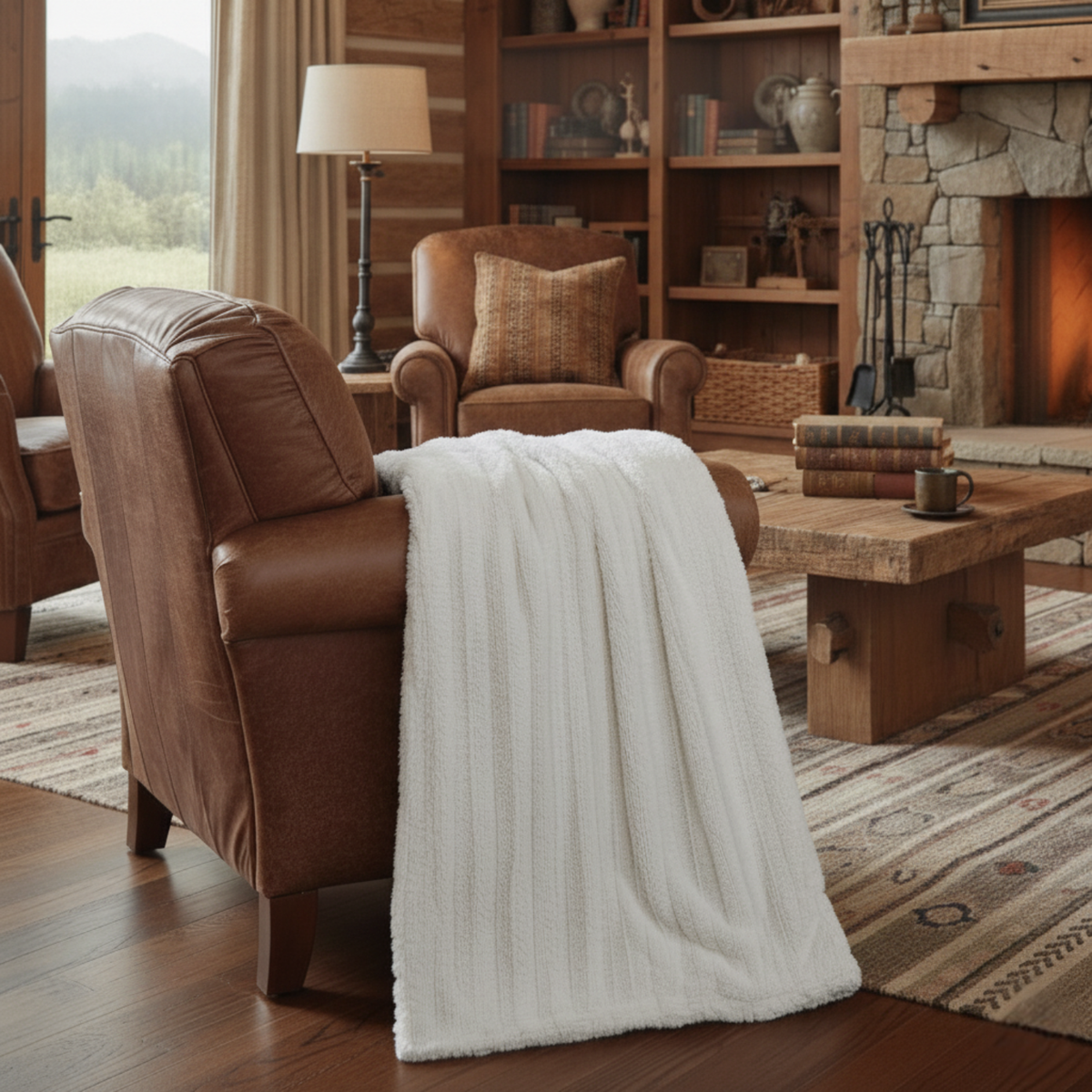 Ivory Faux Fur Sherpa Throw Blanket – Ultra Soft & Cozy