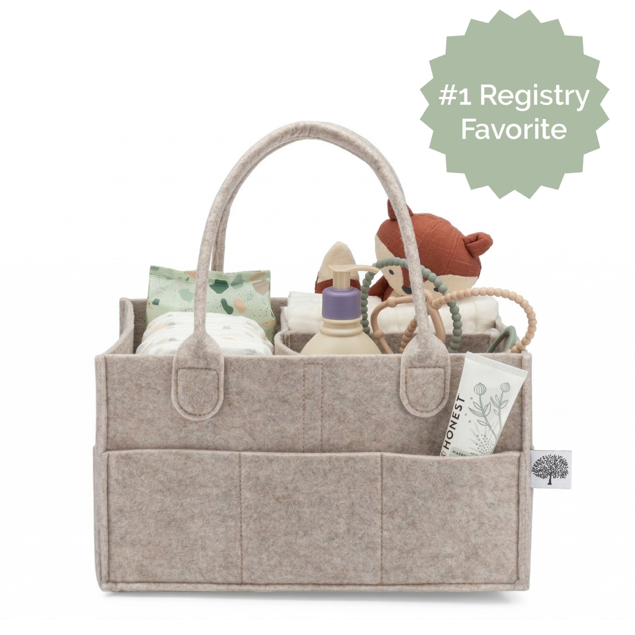 Felt Diaper Caddy Organizer – Portable Nursery Storage with 8 Pockets