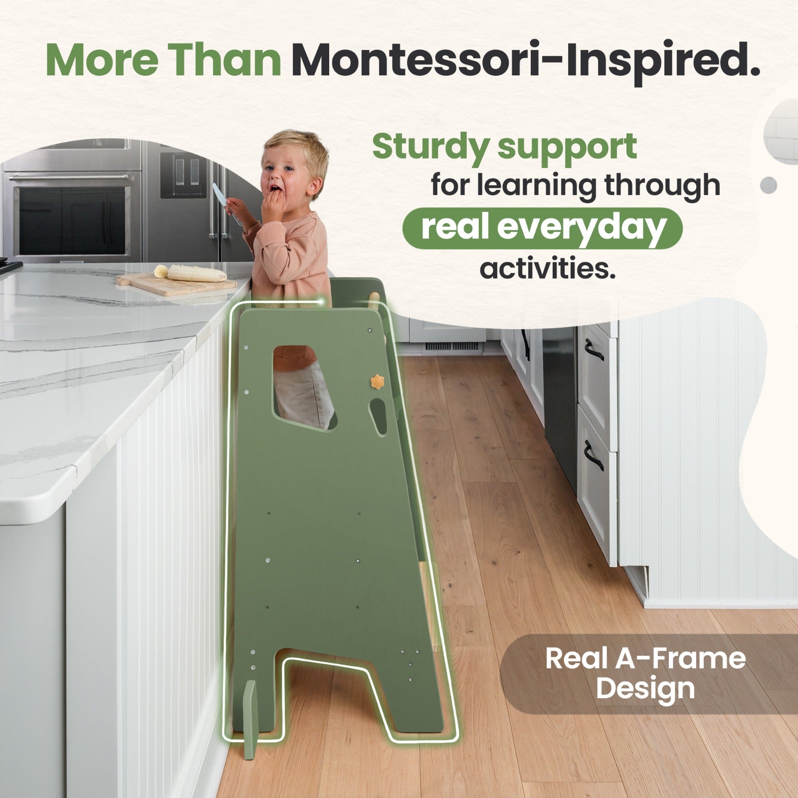 Montessori Toddler Tower – Adjustable Wooden Kitchen Helper Stool