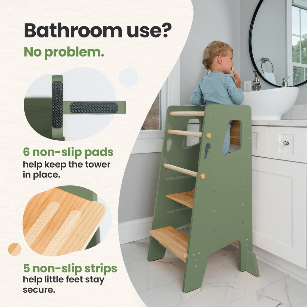 Montessori Toddler Tower – Adjustable Wooden Kitchen Helper Stool