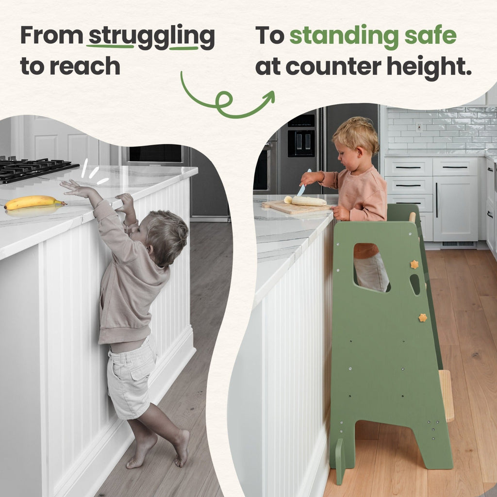 Montessori Toddler Tower – Adjustable Wooden Kitchen Helper Stool