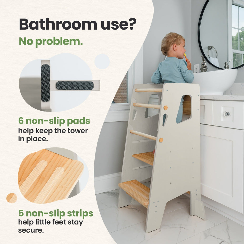 Montessori Toddler Tower – Adjustable Wooden Kitchen Helper Stool