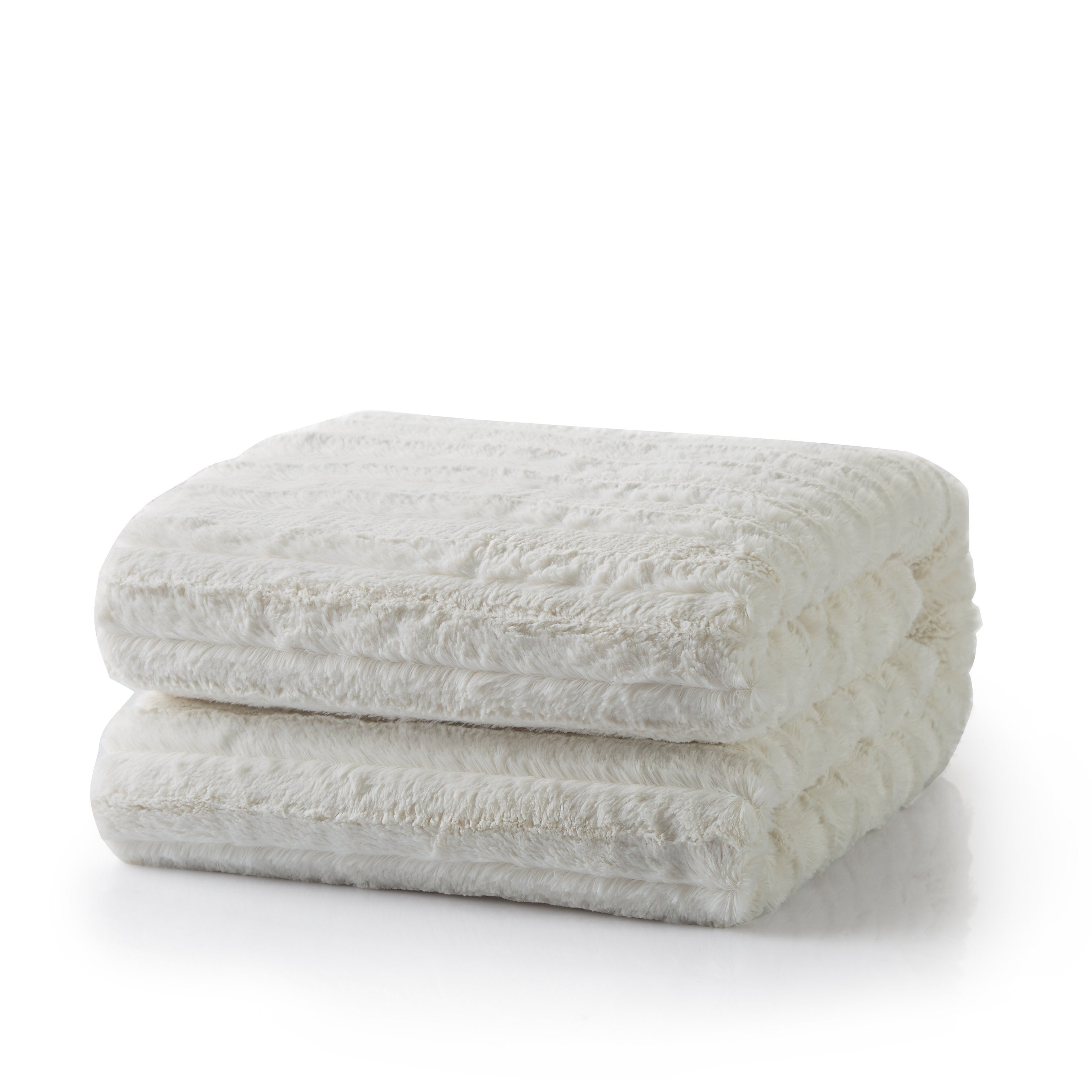 Ivory Faux Fur Sherpa Throw Blanket – Ultra Soft & Cozy
