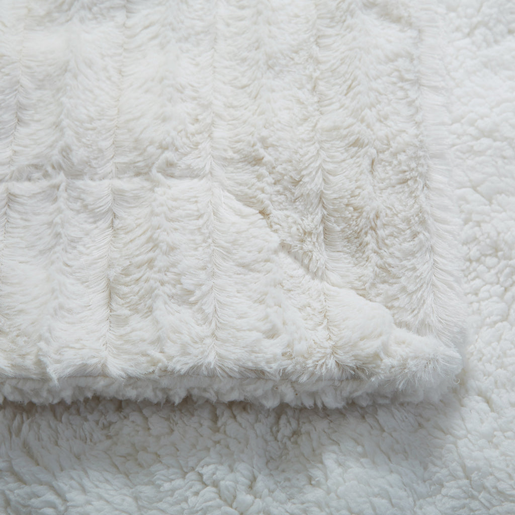 Ivory Faux Fur Sherpa Throw Blanket – Ultra Soft & Cozy