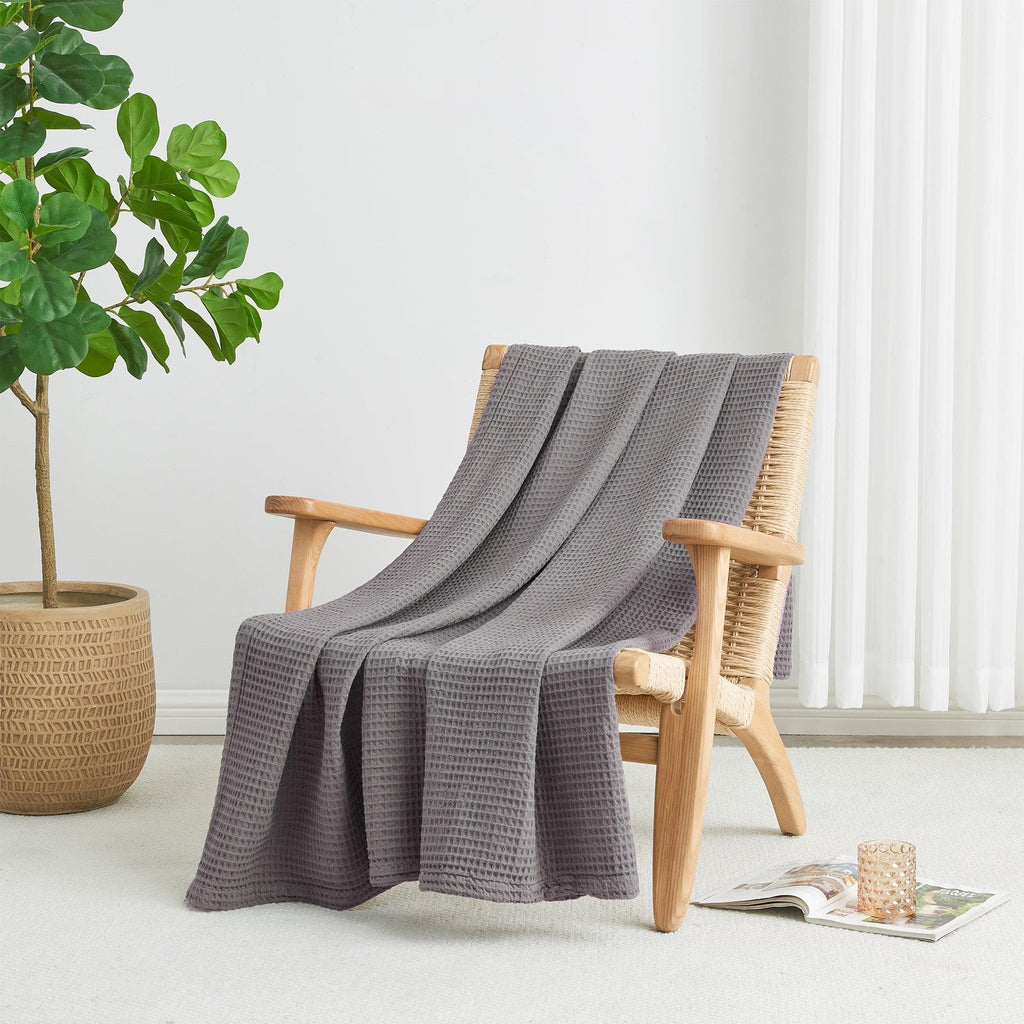 Cotton Waffle Weave Throw Blanket – Lightweight & Breathable | Mikala Collection