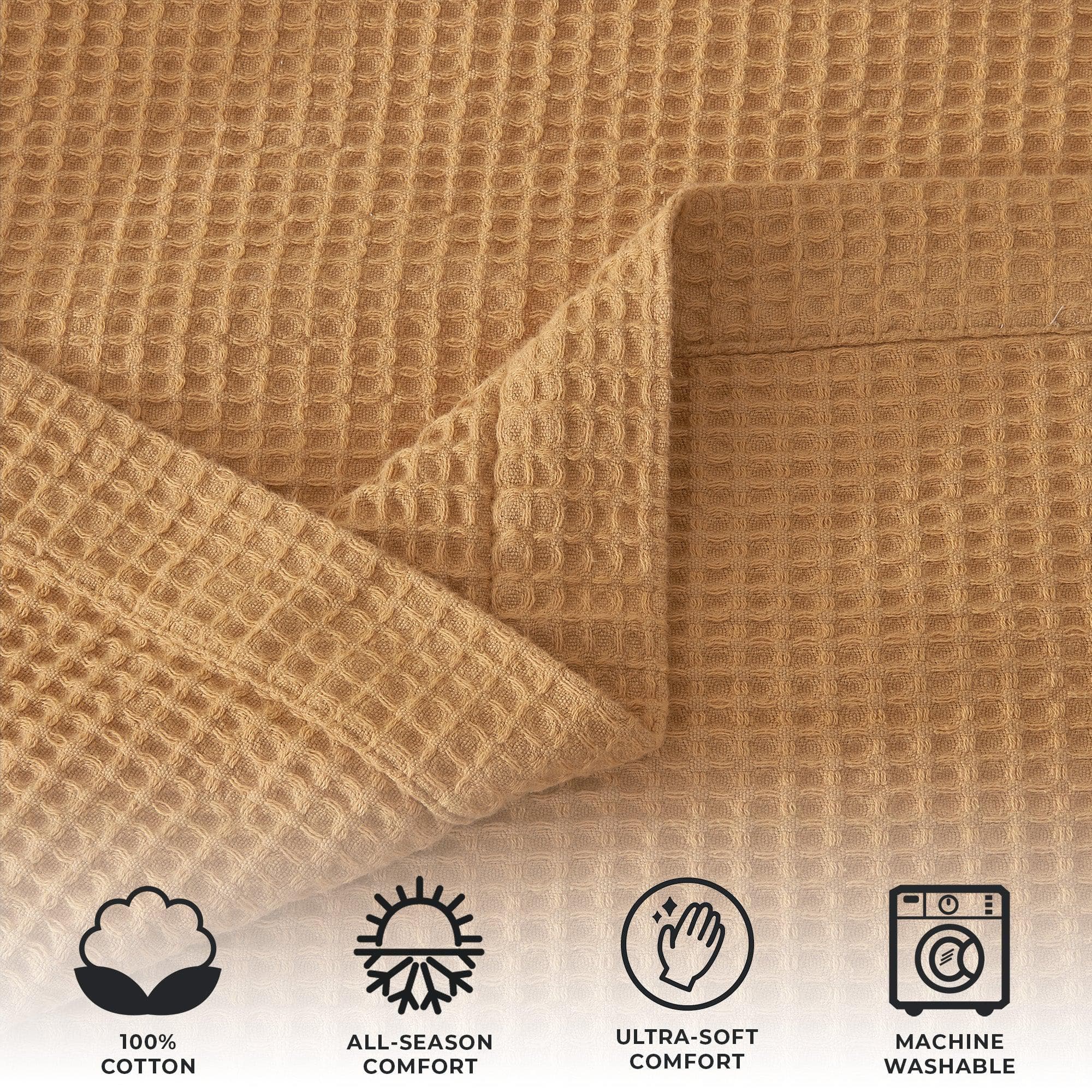 Cotton Waffle Weave Throw Blanket – Lightweight & Breathable | Mikala Collection