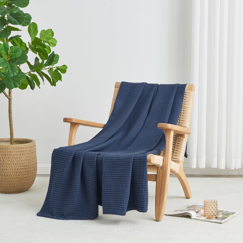 Cotton Waffle Weave Throw Blanket – Lightweight & Breathable | Mikala Collection
