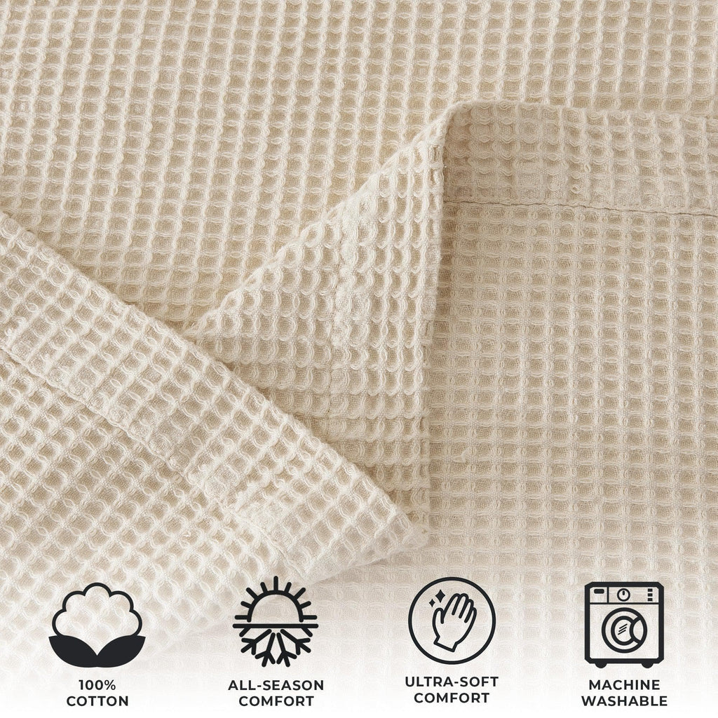 Cotton Waffle Weave Throw Blanket – Lightweight & Breathable | Mikala Collection
