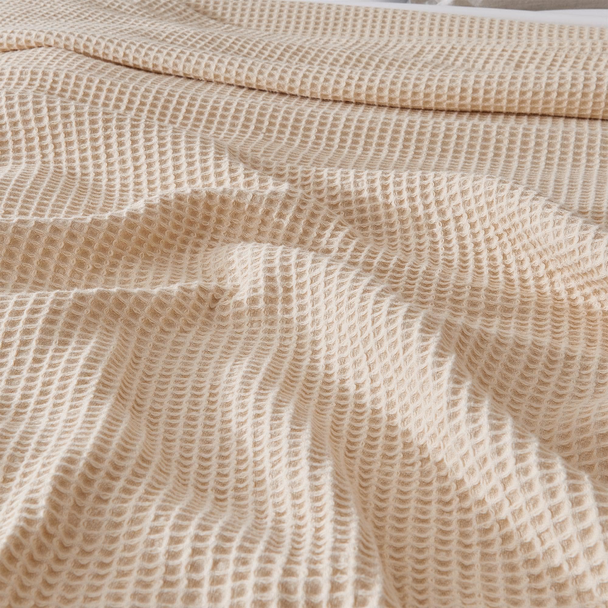 Cotton Waffle Weave Throw Blanket – Lightweight & Breathable | Mikala Collection