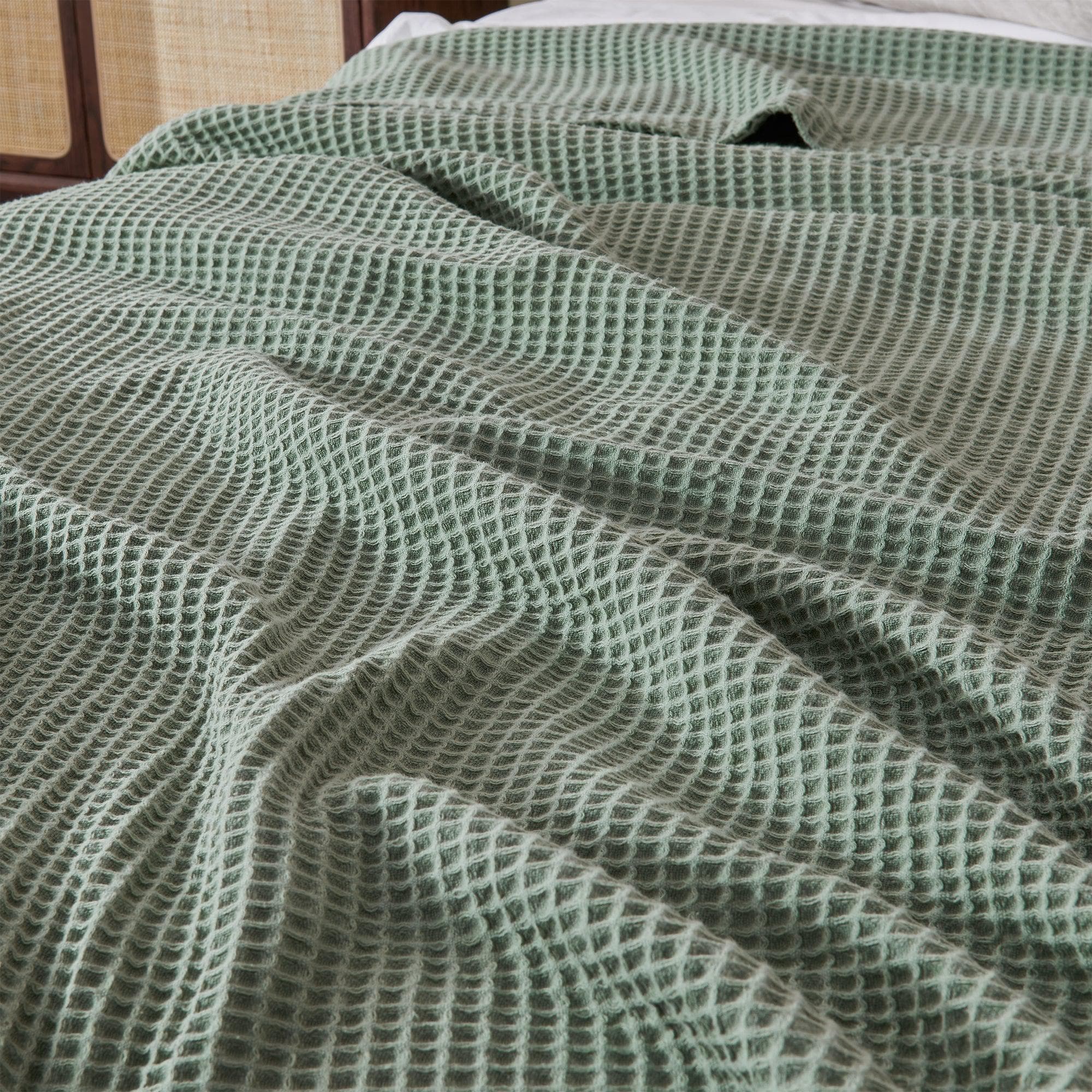 Cotton Waffle Weave Throw Blanket – Lightweight & Breathable | Mikala Collection