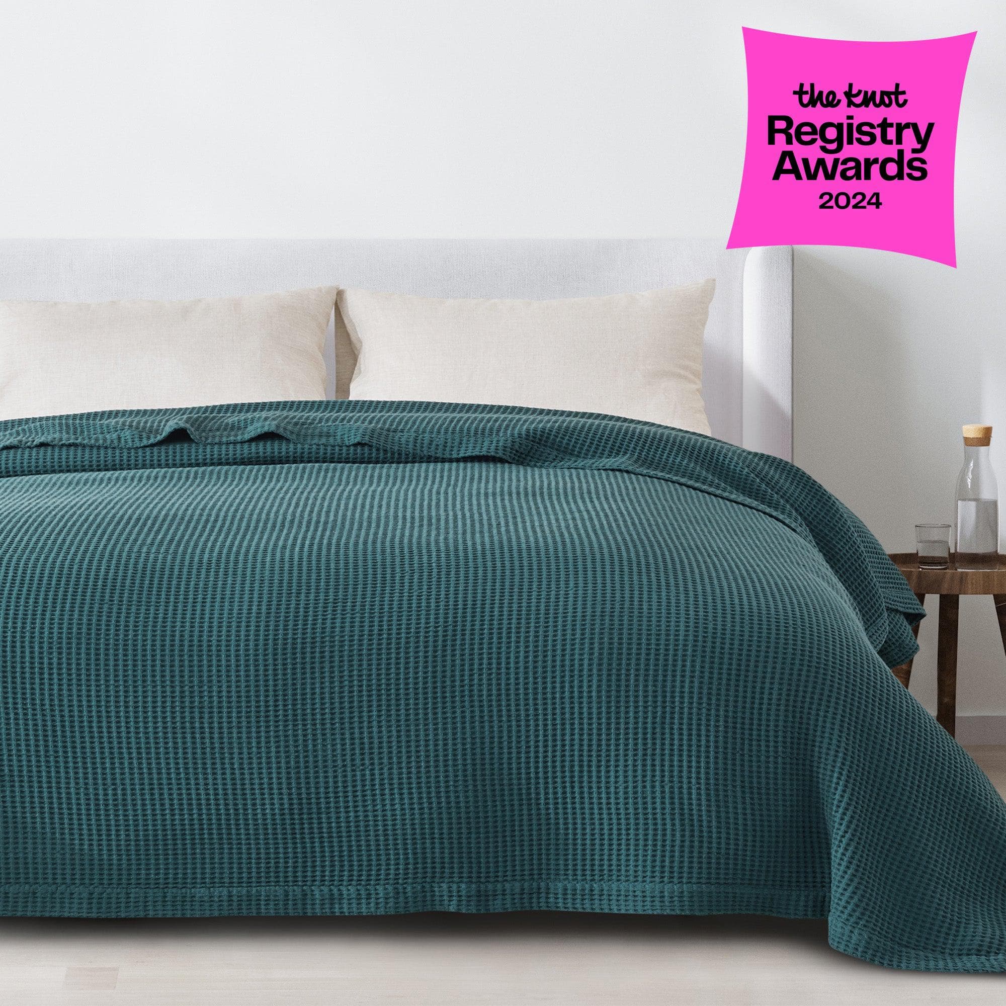 Cotton Waffle Weave Throw Blanket – Lightweight & Breathable | Mikala Collection