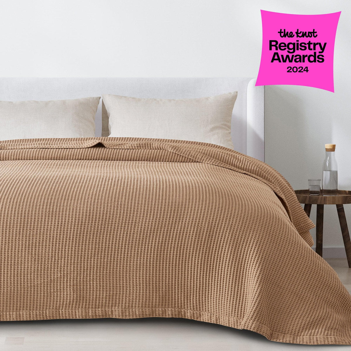 Cotton Waffle Weave Throw Blanket – Lightweight & Breathable | Mikala Collection